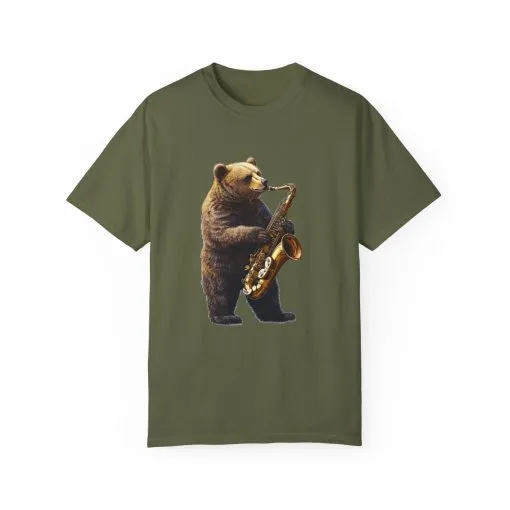 Jazz Bear Unisex Garment-Dyed T-Shirt - Image 17