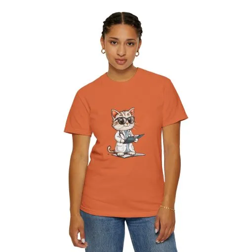 Funny Cat Doctor Unisex Garment-Dyed T-Shirt - Image 31
