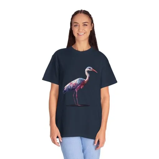 Geo Crane Unisex Garment-Dyed T-Shirt – Stylish Bird Graphic Tee for Nature Lovers - Image 48