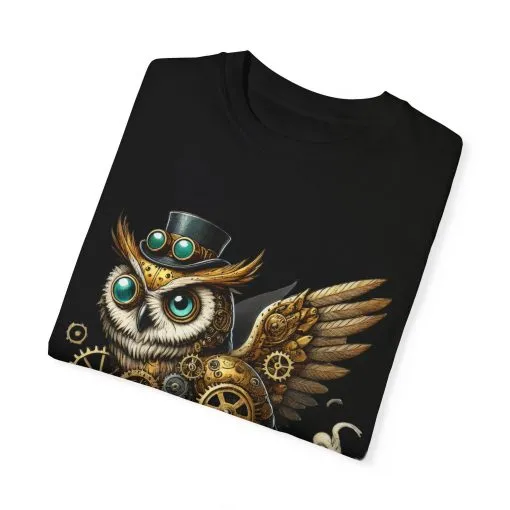 Steampunk Owl Unisex Garment-Dyed T-Shirt - Image 34