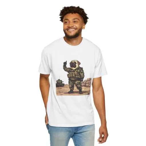 Military Pug Unisex Garment-Dyed T-Shirt - Funny Dog Graphic Tee for Pet Lovers - Image 9