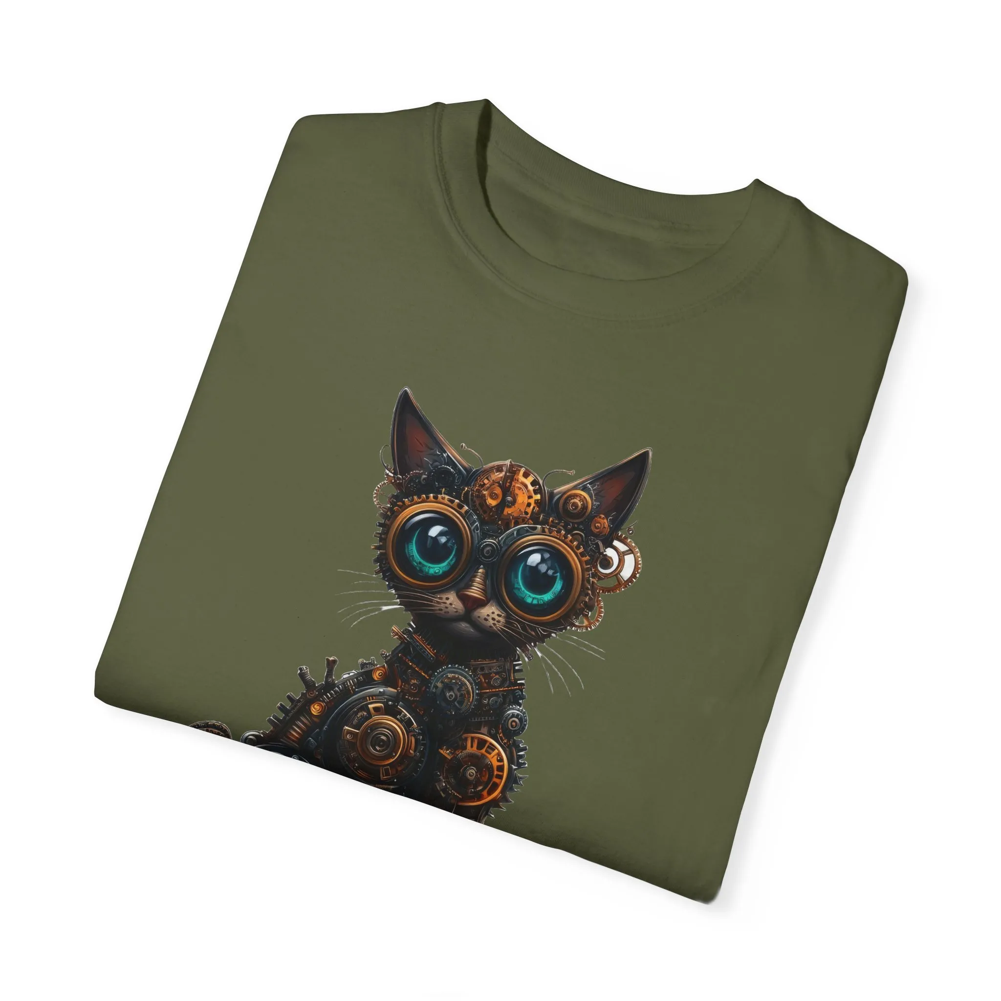 Steampunk Cat Unisex Garment-Dyed T-Shirt - Image 26