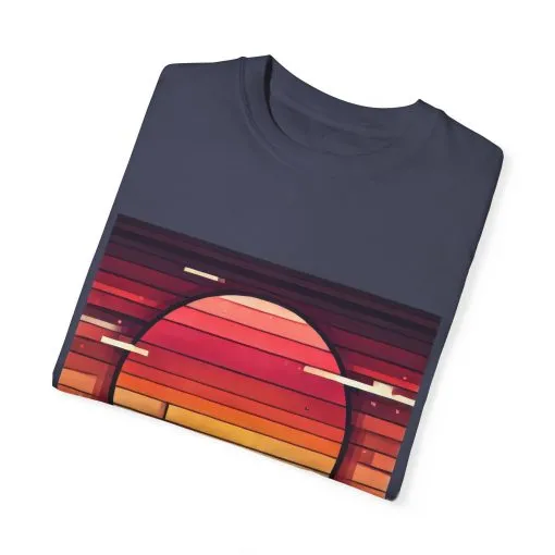 Retro Sunset Piano Unisex Garment-Dyed T-Shirt - Image 26