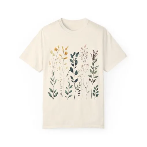 Floral Garden Unisex Garment-Dyed T-Shirt - Nature-Inspired Tee - Image 5