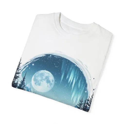 Mystical Wolf Moon T-shirt - Unisex Garment-Dyed Tee for Nature Lovers - Image 3