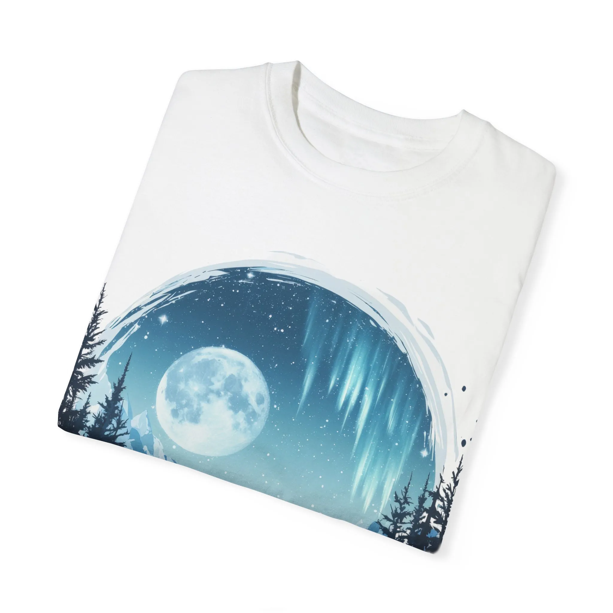 Mystical Wolf Moon T-shirt - Unisex Garment-Dyed Tee for Nature Lovers - Image 3