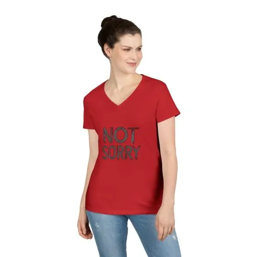 Not Sorry Ladies' V-Neck T-Shirt - Casual Statement Tee for Confident Women - Image 12