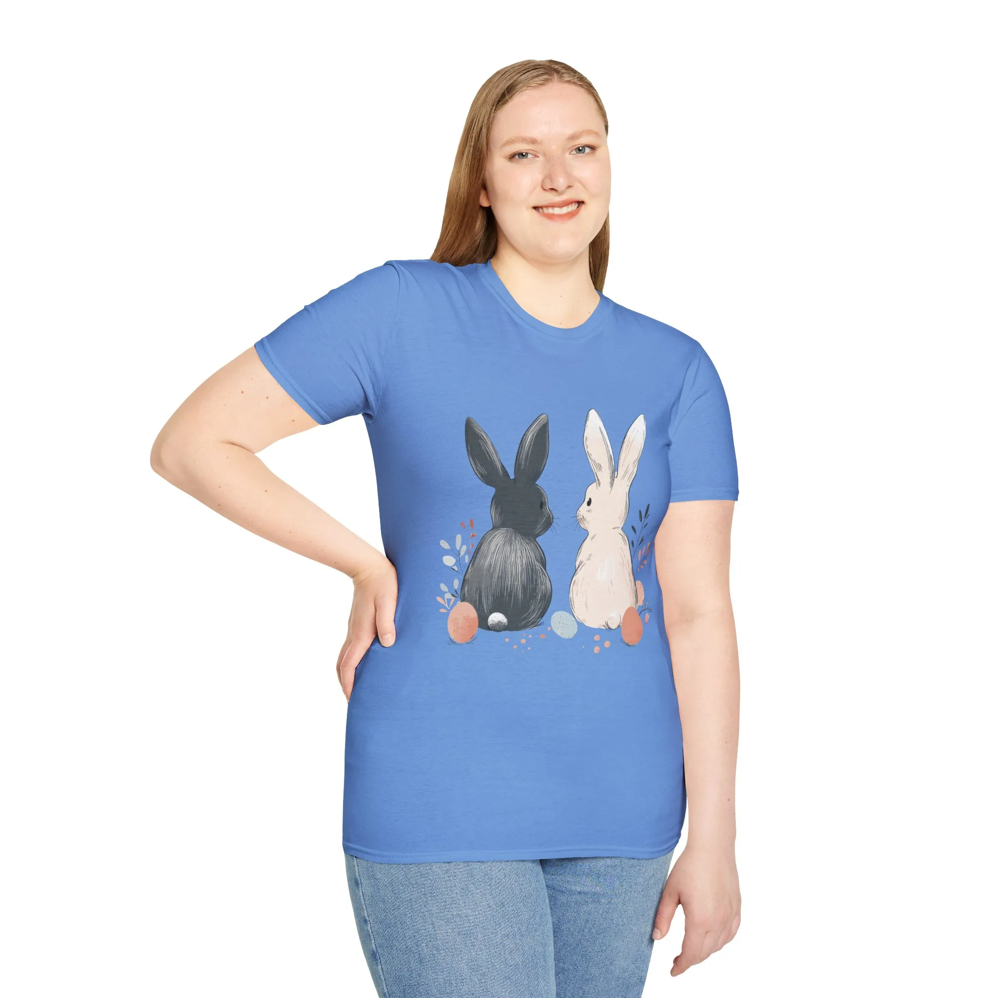 Cute Bunny Love Unisex Softstyle T-Shirt for Easter Celebrations - Image 39