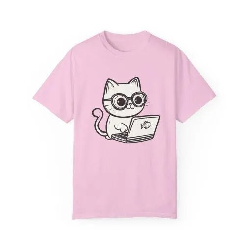 Cute Cat Gamer Unisex Garment-Dyed T-Shirt - Image 37