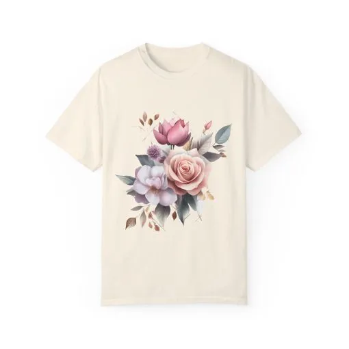 Floral Bouquet Unisex Garment-Dyed T-Shirt - Perfect for Spring Celebrations - Image 5