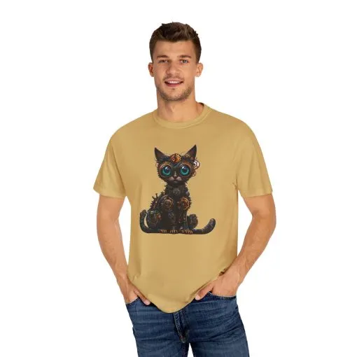Steampunk Cat Unisex Garment-Dyed T-Shirt - Image 7