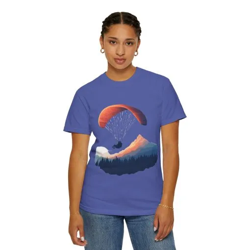 Adventure Awaits Unisex Garment-Dyed T-shirt - Paragliding and Mountain Design - Image 24