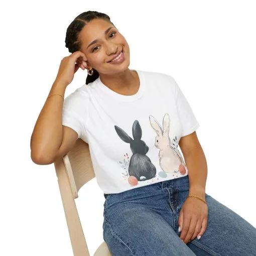Cute Bunny Love Unisex Softstyle T-Shirt for Easter Celebrations - Image 5