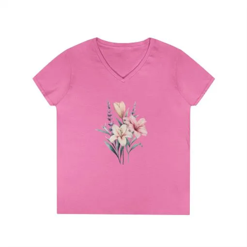 Floral Ladies' V-Neck T-Shirt | Comfortable & Stylish for Spring - Image 7