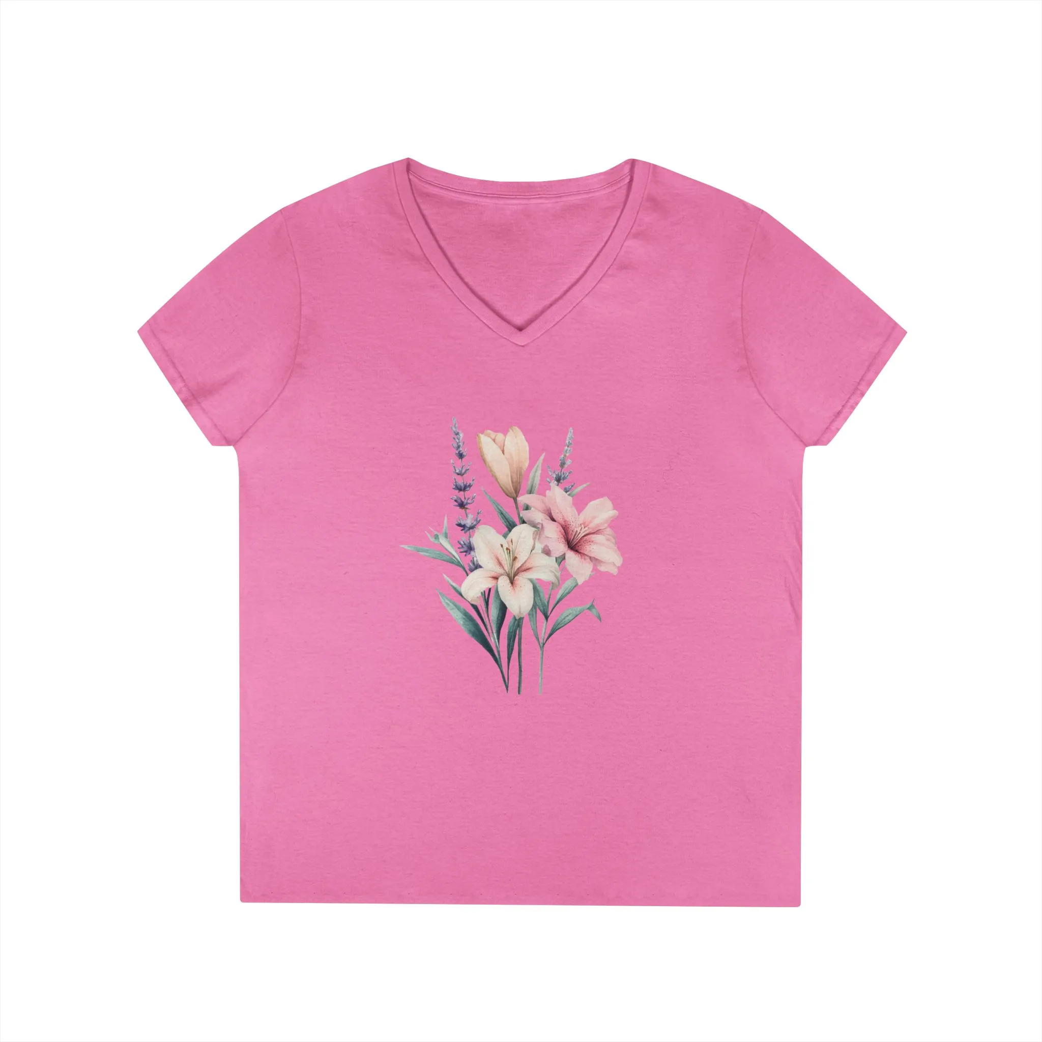 Floral Ladies' V-Neck T-Shirt | Comfortable & Stylish for Spring - Image 7