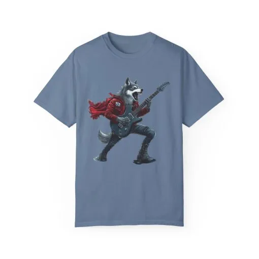 Rockin' Wolf Unisex Garment-Dyed T-Shirt - Perfect for Music Lovers - Image 9