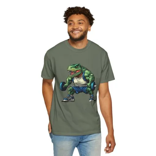 Gym Dinosaur Unisex Garment-Dyed T-Shirt - Fitness Tee for Workout Enthusiasts - Image 17