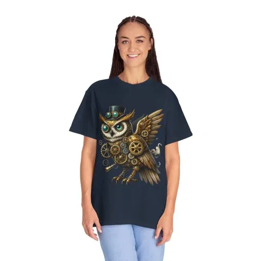 Steampunk Owl Unisex Garment-Dyed T-Shirt - Image 40