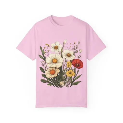 Floral Garden Unisex T-Shirt - Vintage Style Flower Design - Image 41