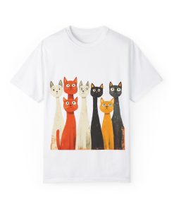 Vintage Cat Illustration Unisex Garment-Dyed T-Shirt - Perfect for Cat Lovers