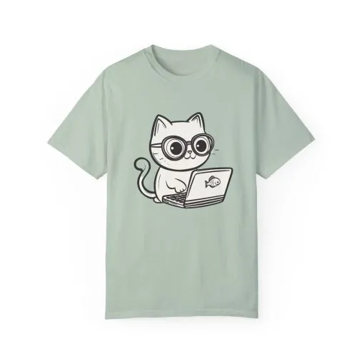 Cute Cat Gamer Unisex Garment-Dyed T-Shirt - Image 13