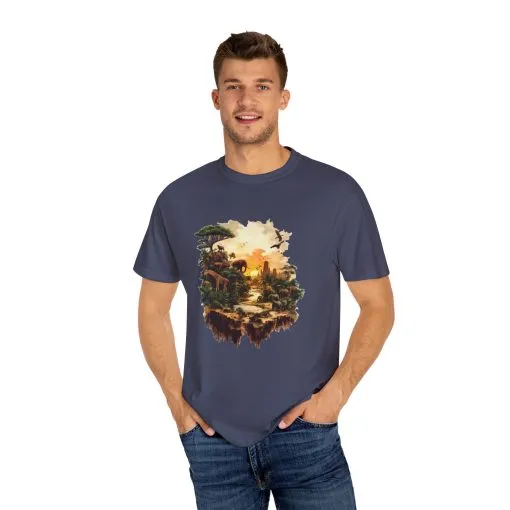 Adventure-Inspired Unisex Garment-Dyed T-Shirt with Nature Scene - Image 27