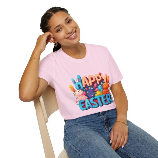 Happy Easter Unisex Softstyle T-Shirt - Fun Spring Bunny Design - Image 65