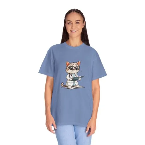 Funny Cat Doctor Unisex Garment-Dyed T-Shirt - Image 43