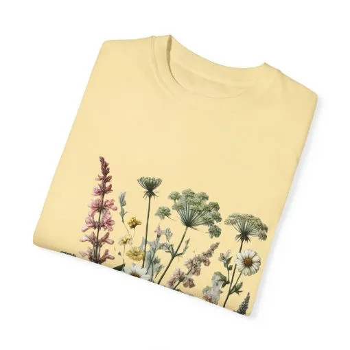 Botanical Print Unisex Garment-Dyed T-Shirt | Eco-Friendly Floral Tee for Nature Lovers - Image 10