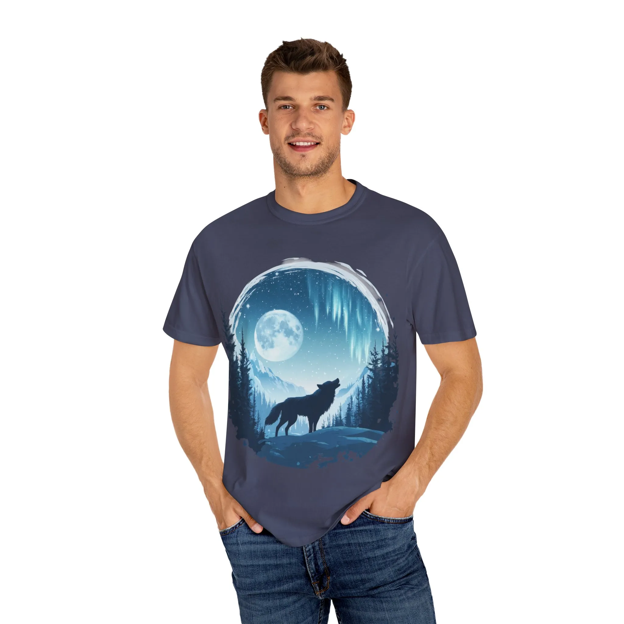 Mystical Wolf Moon T-shirt - Unisex Garment-Dyed Tee for Nature Lovers - Image 23