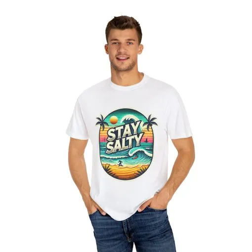 Stay Salty Unisex Garment-Dyed T-Shirt – Perfect for Beach Lovers & Summer Vibes - Image 7