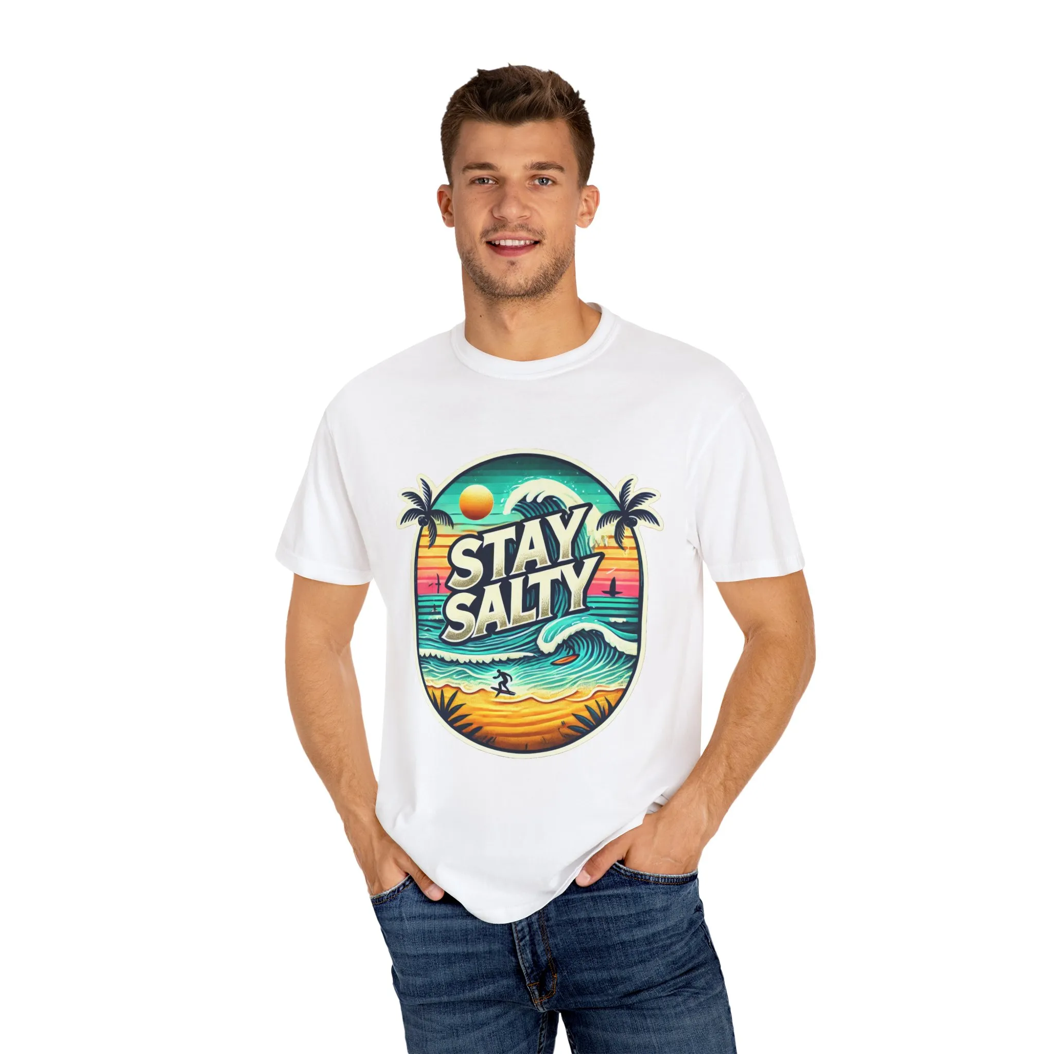 Stay Salty Unisex Garment-Dyed T-Shirt – Perfect for Beach Lovers & Summer Vibes - Image 7