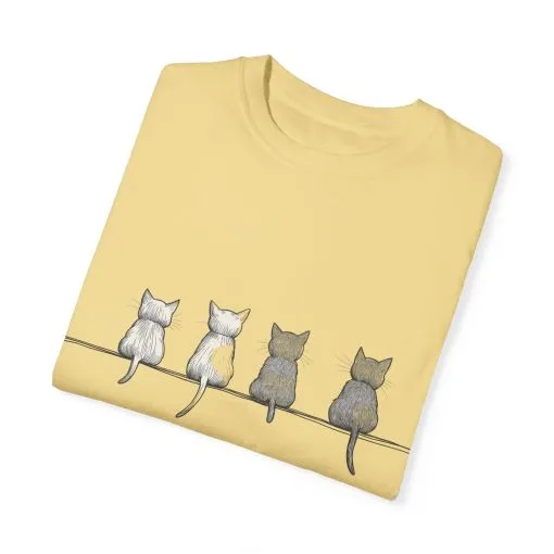 Cute Cat Sitting T-Shirt - Unisex Garment-Dyed Tee for Cat Lovers - Image 10