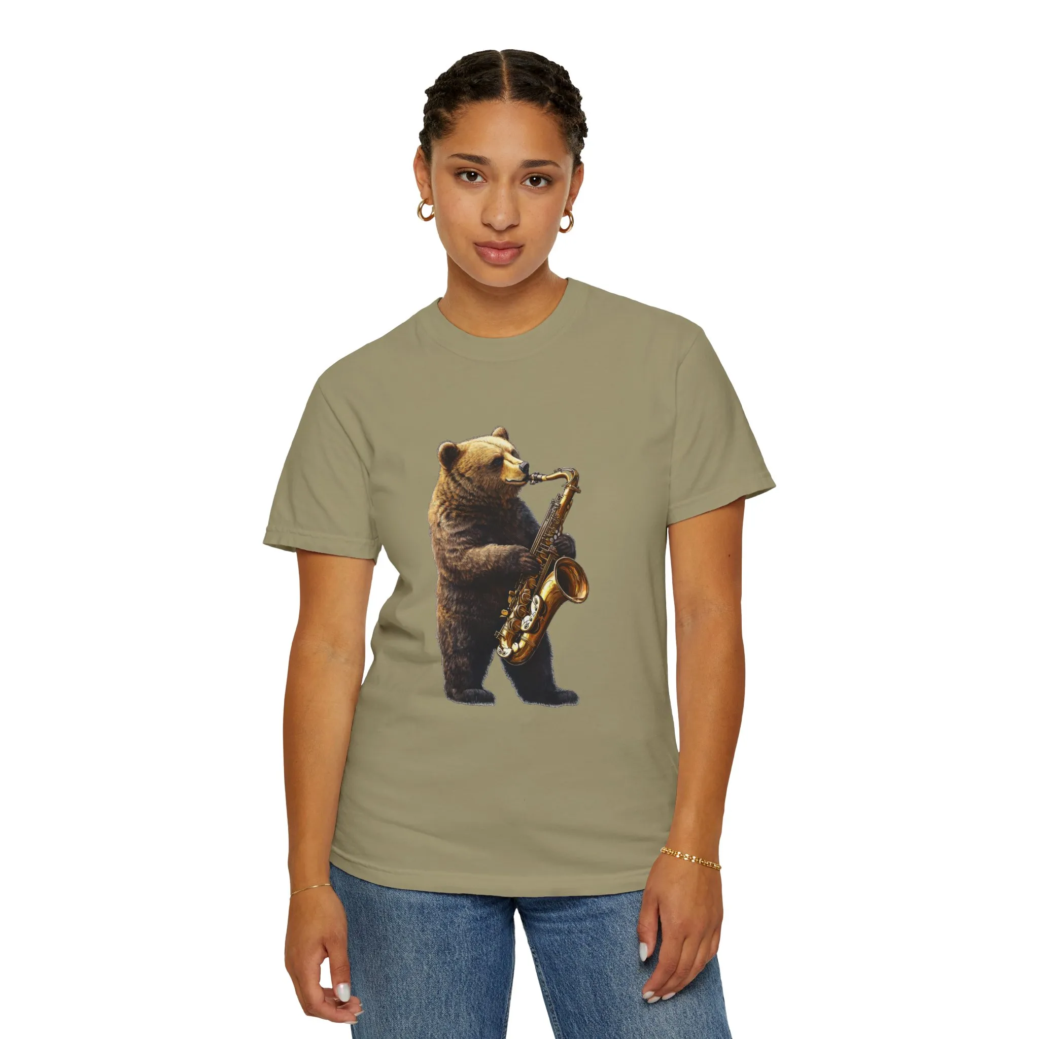Jazz Bear Unisex Garment-Dyed T-Shirt - Image 4