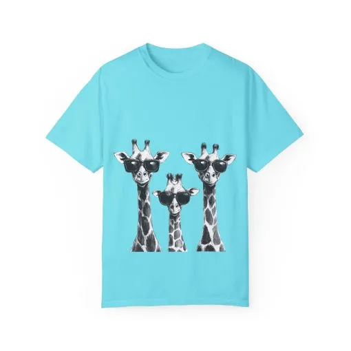 Cool Giraffe Sunglasses Unisex Garment-Dyed T-shirt - Image 17