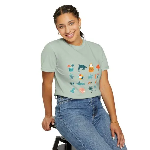 Tropical Vibes Unisex Garment-Dyed T-Shirt | Beach Life Design - Image 20