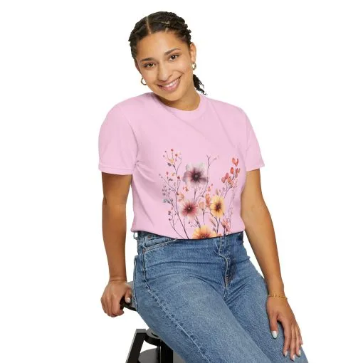 Floral Garden Unisex Garment-Dyed T-Shirt - Perfect for Spring and Casual Wear - Image 40