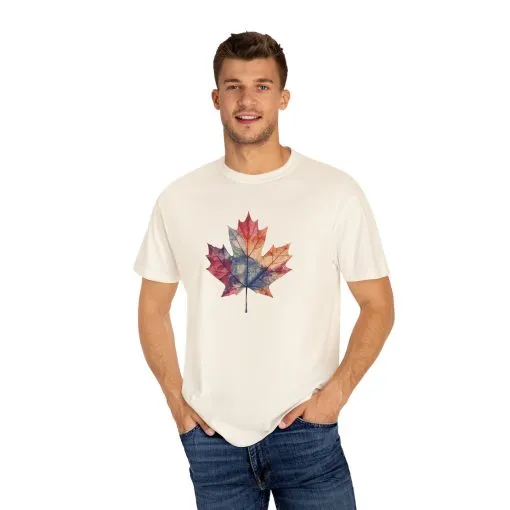 Autumn Maple Leaf Unisex Garment-Dyed T-Shirt - Image 15