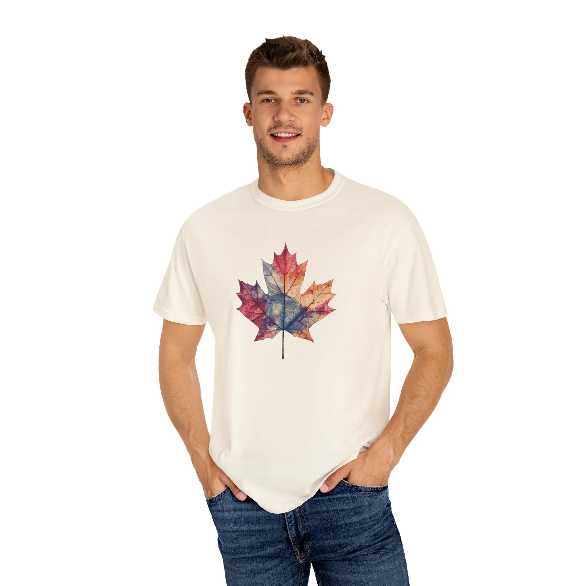 Autumn Maple Leaf Unisex Garment-Dyed T-Shirt - Image 15