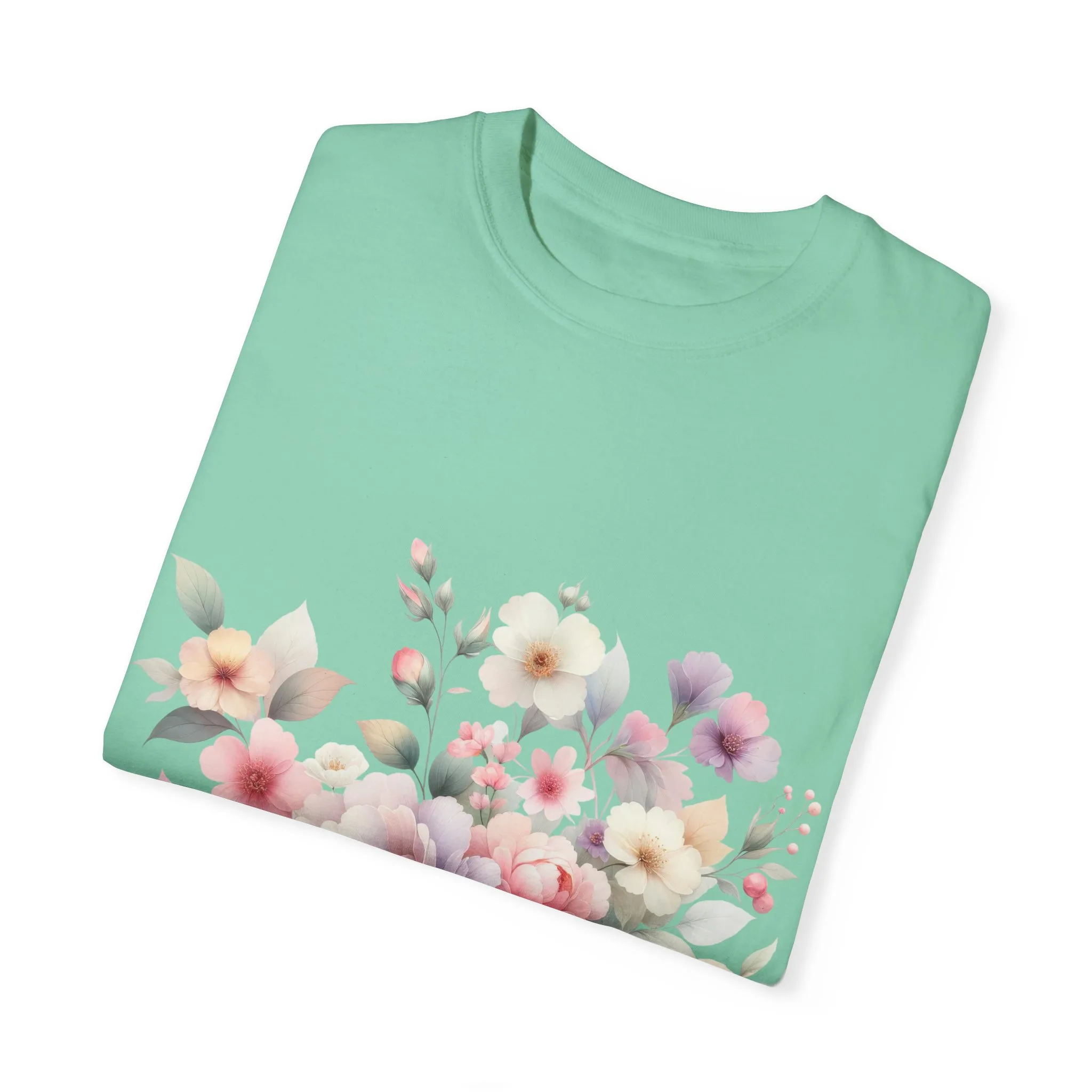 Floral Bliss Women's Garment-Dyed T-Shirt – Perfect for Spring Celebrations and Everyday Wear - Image 34