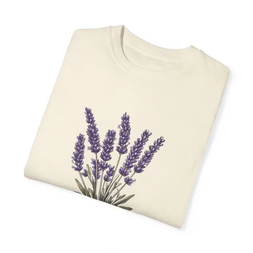 Lavender Bouquet Unisex Garment-Dyed T-Shirt - Nature-Inspired Tee for Relaxation and Everyday Comfort - Image 6