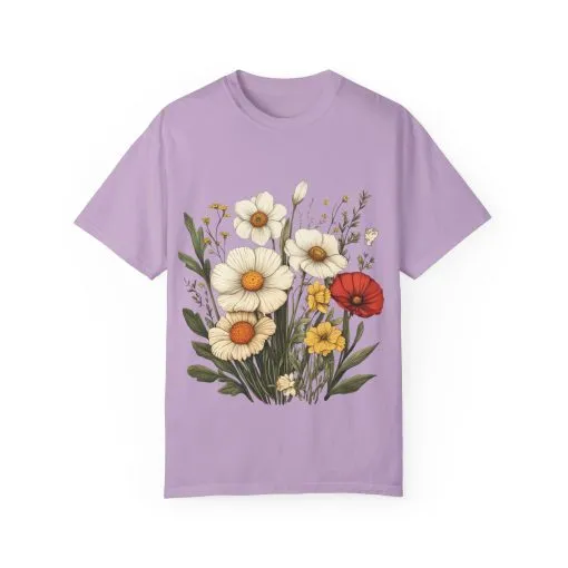 Floral Garden Unisex T-Shirt - Vintage Style Flower Design - Image 37