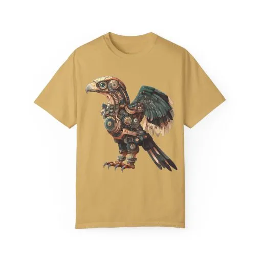 Steampunk Mechanical Bird Unisex Garment-Dyed T-Shirt - Image 9