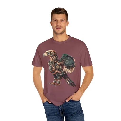 Steampunk Mechanical Bird Unisex Garment-Dyed T-Shirt - Image 7