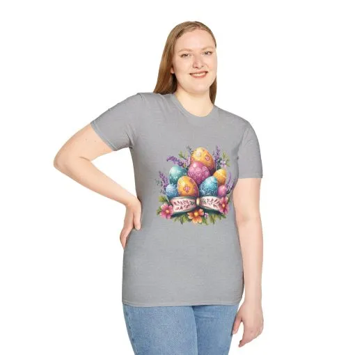 Easter Floral Eggs Unisex Softstyle T-Shirt - Image 11