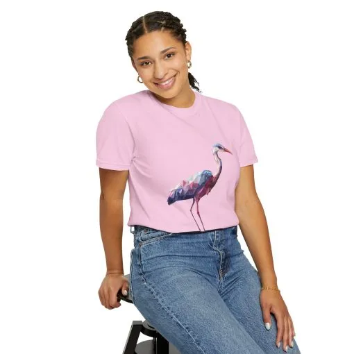 Geo Crane Unisex Garment-Dyed T-Shirt – Stylish Bird Graphic Tee for Nature Lovers - Image 59
