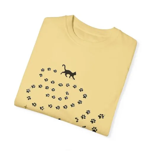 Whimsical Cat and Paw Print T-Shirt for Animal Lovers - Image 14