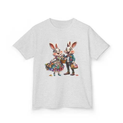 Adorable Bunny Couple Kids Tee - Perfect for Easter Celebrations - Image 8