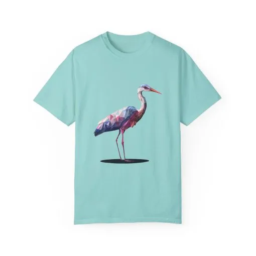 Geo Crane Unisex Garment-Dyed T-Shirt – Stylish Bird Graphic Tee for Nature Lovers - Image 11