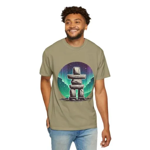 Northern Lights Stone Cairn Unisex Garment-Dyed T-Shirt - Image 16